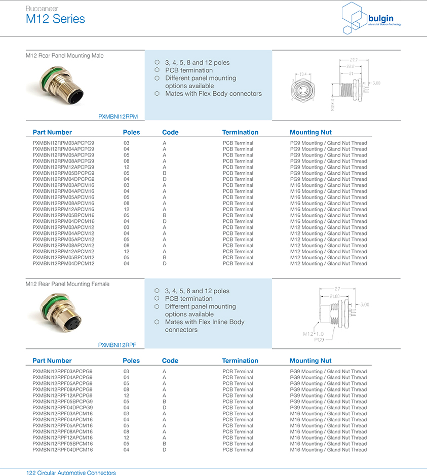 M12-S-coding-公頭后鎖焊線面板式圓形連接器參數(shù)